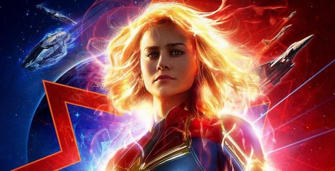 Un particolare del poster di Captain Marvel con Brie Larson poster di Captain Marvel con Brie Larson