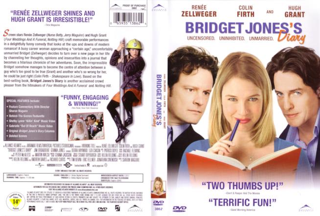 La copertina del DVD del film Il diario di Bridget Jones Il diario di Bridget Jones ha avuto due sequel nel 2004 e nel 2016