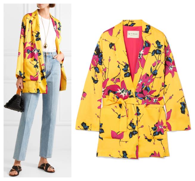 Giacca gialla stampa fiorata di moda per l'autunno 2018 Gialla, il blazer fiorato di tendenza per l'autunno 2018