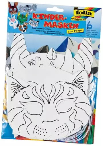 Maschere per bambini in cartone, 6 pezzi assortiti