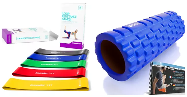 Banda elastica e rullo massaggiatore per pilates Attrezzi per eseguire il pilates e gli esercizi di stretching