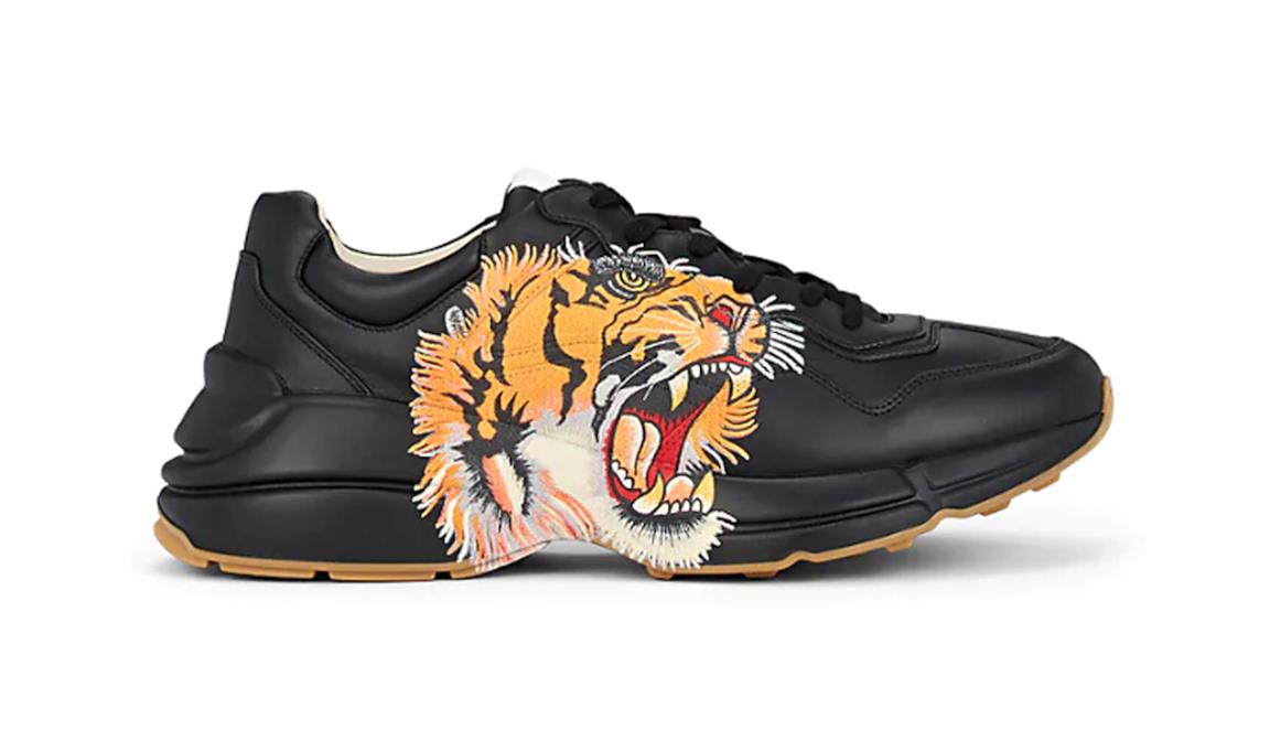 Gucci Rhyton nera con stampa a tigre