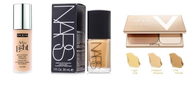 Fondotinta illuminante Active Light di Pupa, Sheer Glow di Nars, Teint Ideal di Vichy Active Light di Pupa, Sheer Glow di Nars, Teint Ideal di Vichy Fondotinta illuminante