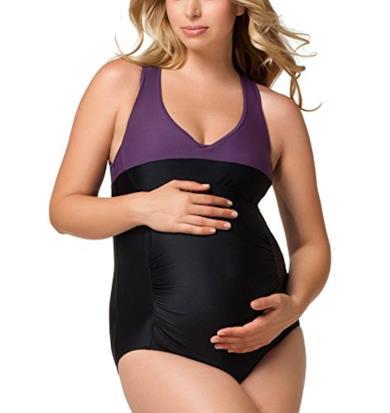 Costume da piscina viola e nero