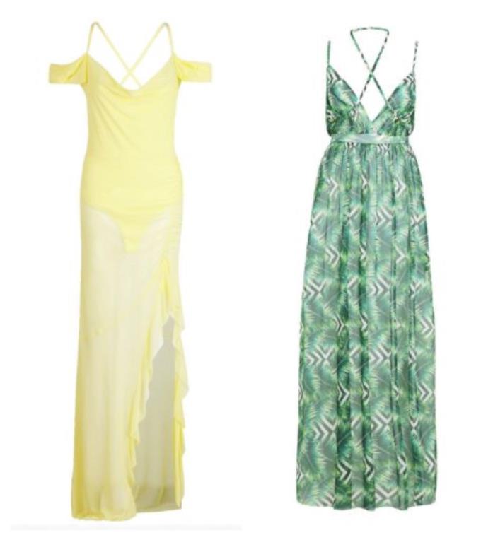 Maxi abiti con la stampa tropicale ed effetto rete moda estate 2018 Gli abiti di tendenza 2018 a rete e con la stampa tropicale