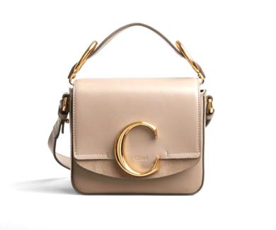 Borsa mini Chloé C in pelle di vitello lucida e scamosciata