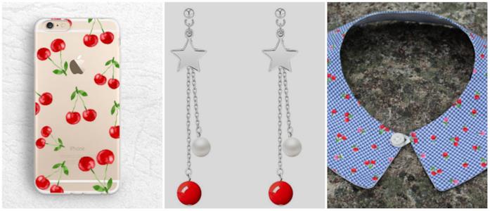 Accessori ciliegie Collage di accessori con ciliegie
