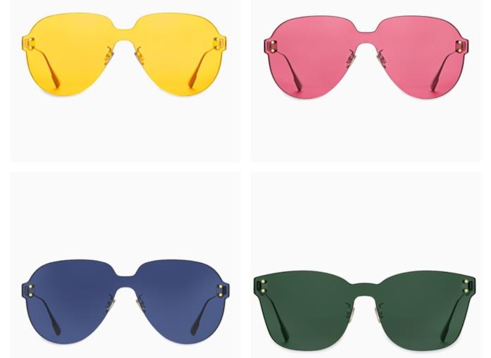 Occhiali da sole DiorColorQuake per l'autunno inverno 2018-19 Occhiali da sole a mascherina colorati di tendenza A/I 2018-19