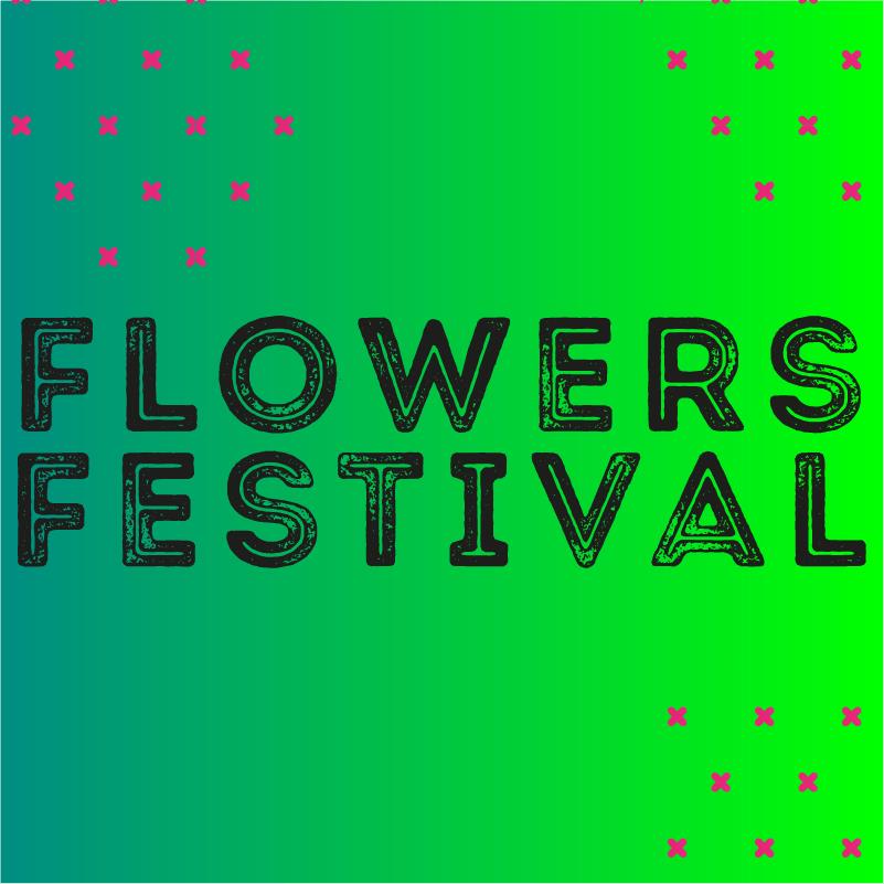 Flowers Festival La scritta Flowers Festival su sfondo verde
