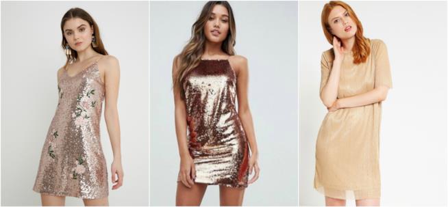 Vestiti corti oro moda primavera estate 2018 Mini abiti dorati con paillettes per l'estate 2018