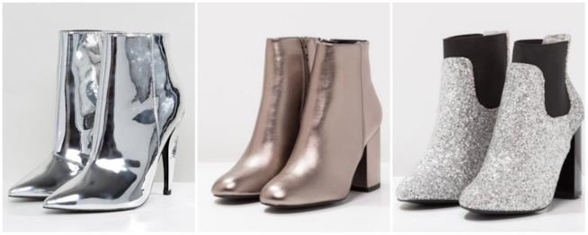 Stivaletti ankle boots argento Collage di ankle boots silver e argento, glitterati o non