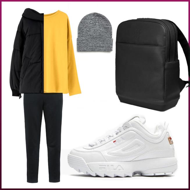 Outfit autunnale sportivo con scarpe Fila Outfit autunnale sportivo con scarpe Fila