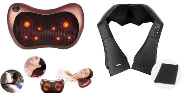 High-tech per il benessere: apparecchi portatili per massaggiare Shiatsu al collo, schiena e spalle Naipo: massaggiatori casalinghi con sfere riscaldanti.