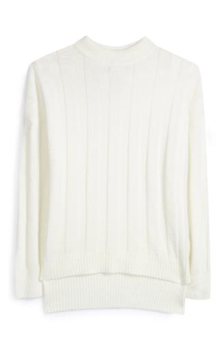 Maglione color avorio a coste