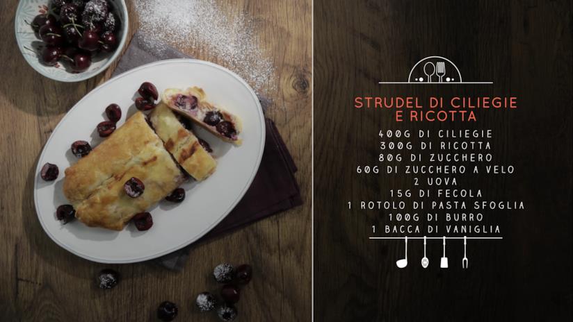 Strudel di ciliegie e ricotta con semi di vaniglia Strudel di ciliegie e ricotta