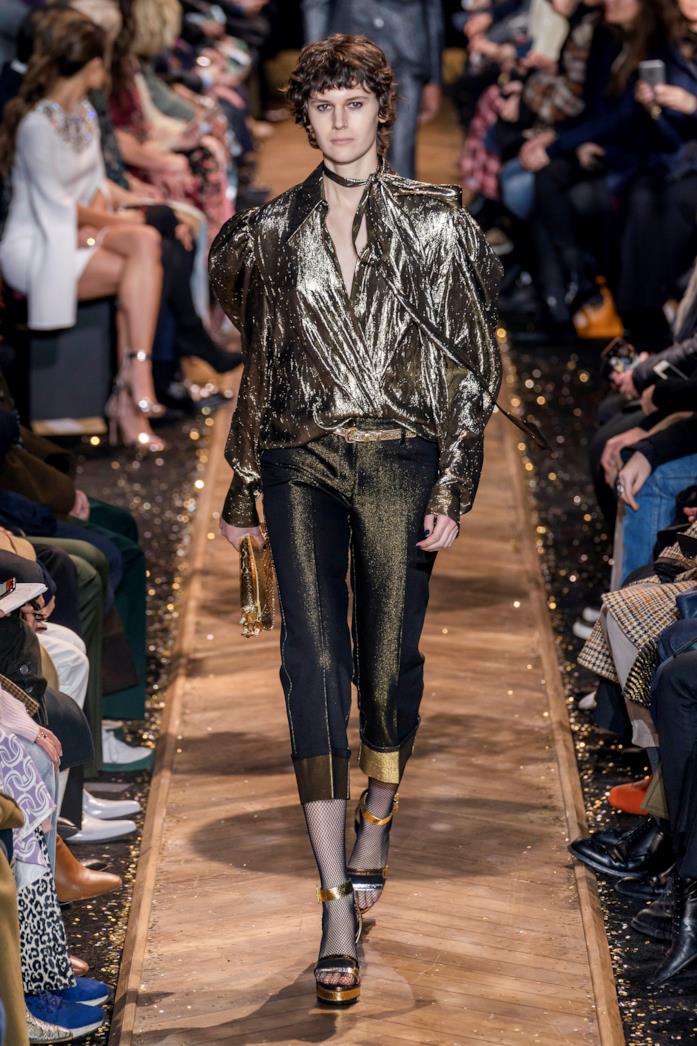 Michael Kors completo dorato paillettes NY FW Michael Kors camicia e pantaloni dorati NY FW