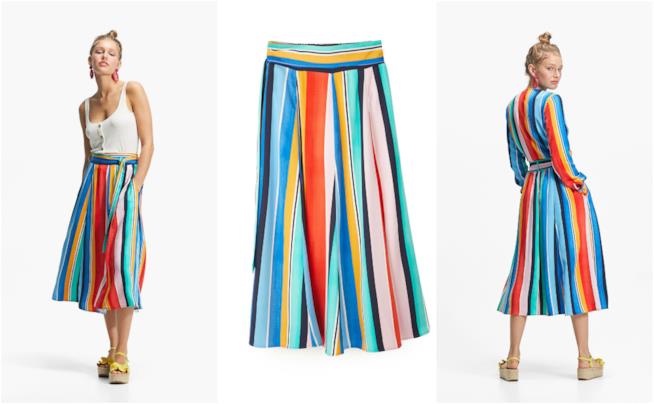 Maxi gonna multicolore plissettata tendenza primavera 2018 Gonna lunga plissettata moda P/E 2018