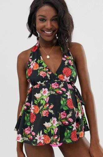 Top tankini fluo a fiori