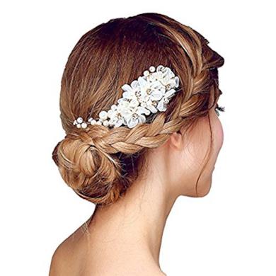 Fermaglio per capelli da sposa con perle e strass