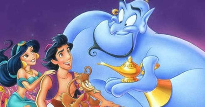 Particolare della locandina di Aladdin (1992) Il film Disney Aladdin del 1992