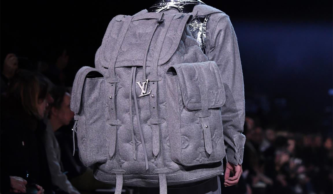 Zaino oversize LV in jacquard grigio