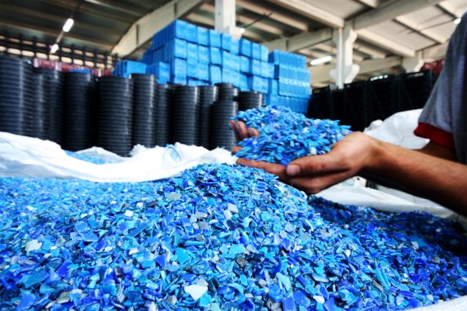 Pellet di plastica Plastica in una struttura di riciclaggio