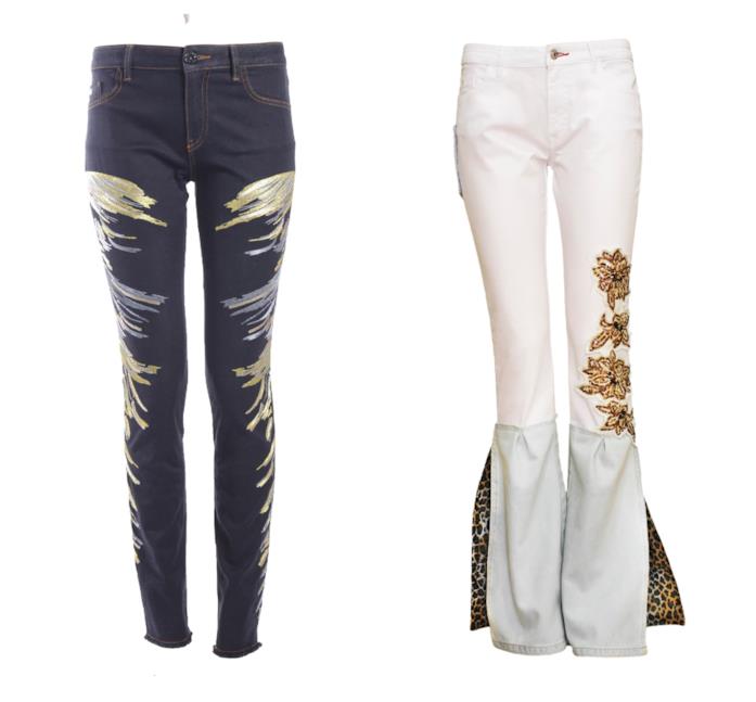 Jeans impreziositi da ricami e paillettes in oro di moda per l'estate 2018 Con ricami e paillettes in oro, i jeans di tendenza per l'estate 2018