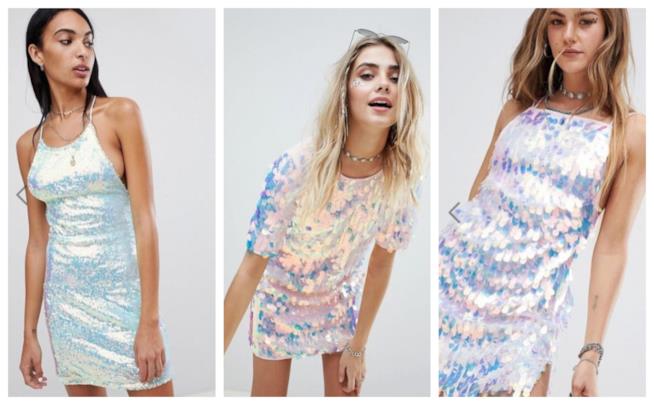 Vestiti iridescenti con le paillettes di moda per l'estate 2018 Con le paillettes e iridescenti, i vestiti mini per l'estate 2018
