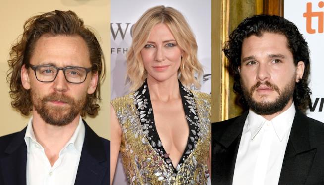 Tom Hiddleston, Cate Blanchett e Kit Harington Gli attori Tom Hiddleston, Cate Blanchett e Kit Harington