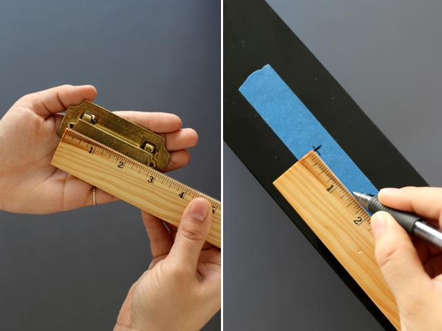 Prendete le misure del retro della maniglia di ottone Tutorial su come vengono prese le misure della maniglia