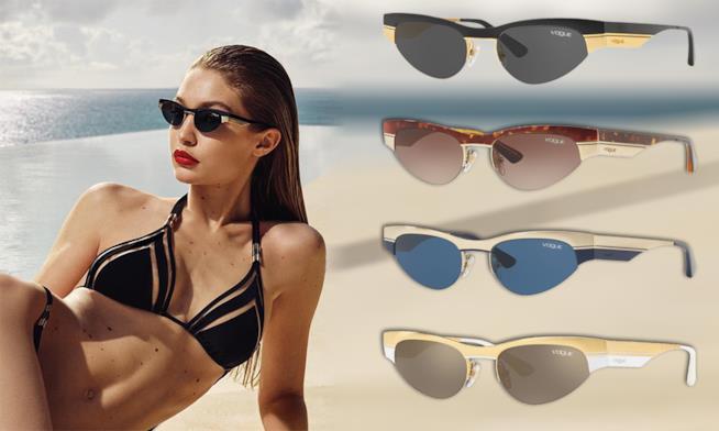 La collezione di Vogue by Gigi Hadid per l'estate 2018 Gli occhiali da sole stile Matrix moda P/E 2018