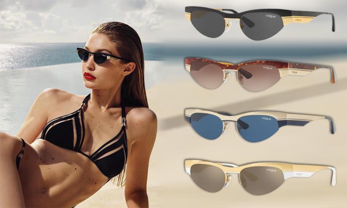 La collezione di Vogue by Gigi Hadid per l'estate 2018 Gli occhiali da sole stile Matrix moda P/E 2018