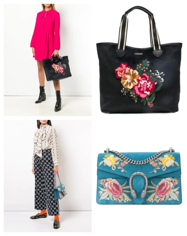 Borse a fiori di moda per l'autunno inverno 2018-19 A fiori, le borse di tendenza per l'autunno inverno 2018-19