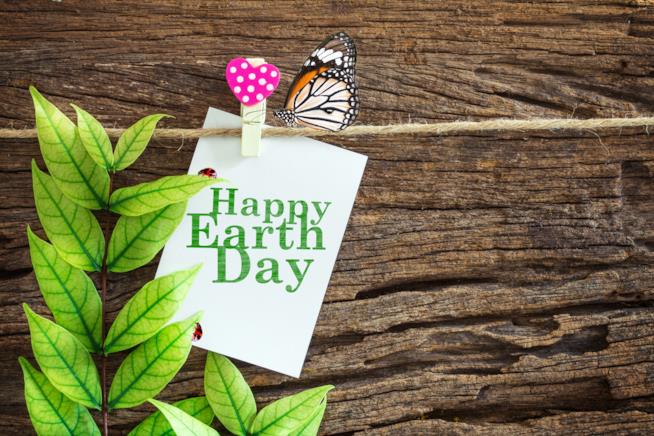 Giornata della Terra Foglio con scritto Felice giornata della terra