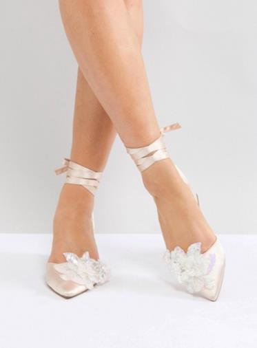 Scarpe pianta larga da sposa con decorazione e tacco
