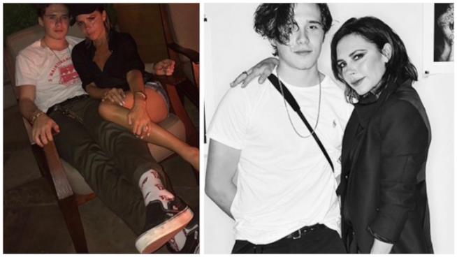 Victoria Beckham piange per la partenza di Brooklyn prossimo al college Victoria Beckham con il figlio Brooklyn