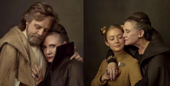 Carrie Fisher nelle cover di Vanity Fair con Mark Hamill e Billie Lourd Carrie Fisher conmark Hamill e la figlia Billie Lourd