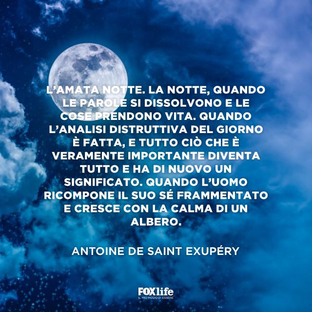Frase sulla notte Luna piena in un cielo stellato