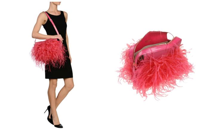 Borsa fucsia con le piume di moda Con le piume, la borsa di tendenza