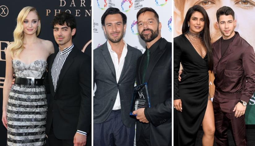 Sophie Turner conJoe Jonas, Ricky Martin con Jwan Yosef e Nick Jonas con Priyanka Chopra Le coppie di Hollywood Sophie Turner conJoe Jonas, Ricky Martin con Jwan Yosef e Nick Jonas con Priy