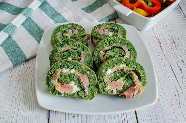 Rotolo al salmone Girelle verdi ripiene