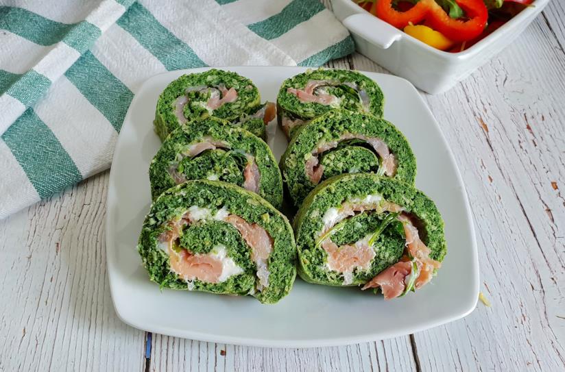 Rotolo al salmone Girelle verdi ripiene
