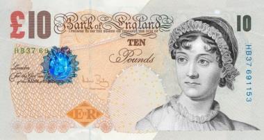 Le iniziative per celebrare la morte di Jane Austen Banconota 10 sterline che raffigura Jane Austen