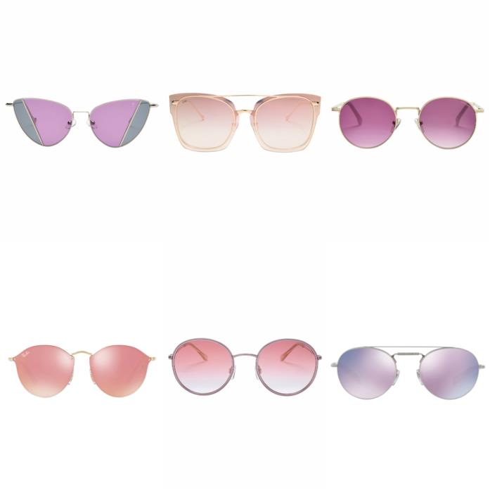 Montatura e lenti Ultra Violet e rosa per gli occhiali da sole P/E 2018 Occhiali da sole di moda estate 2018, Ultra Violet e rosa