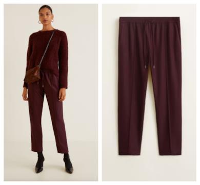 Pantaloni bordeaux vita regolabile
