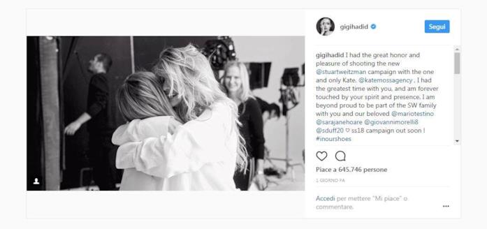 Gigi Hadidi e Kate Moss nella campagna di Stuart Weitzman La nuova campagna di Stuart Weitzman Primavera 2018