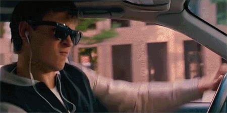 Baby Driver Una scena di Baby Driver in auto