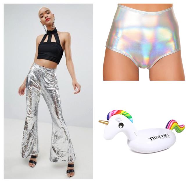 Pantaloni e shorts con le paillettes e iridescenti di tendenza per l'estate 2018 Gli shorts e i pantaloni con le paillettes olografici per l'estate 2018