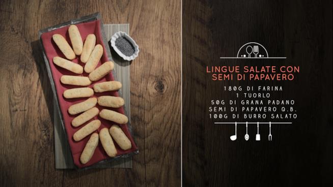 Lingue di gatto salate con semi di papavero e grana Lingue salate