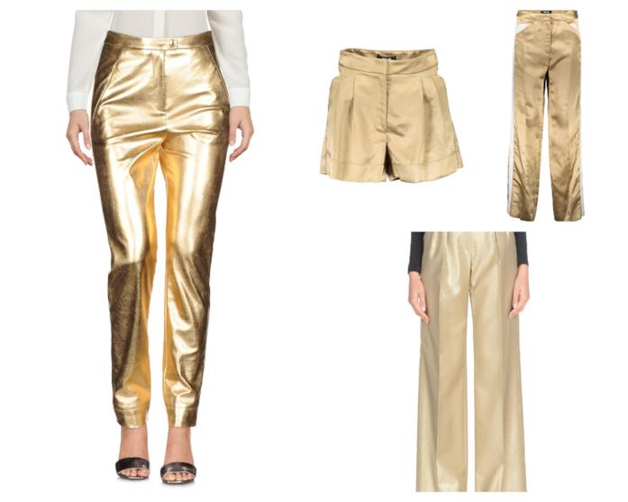 Pantaloni e shorts dorati di moda per l'estate 2018 Pantaloni colore oro di tendenza per l'estate 2018